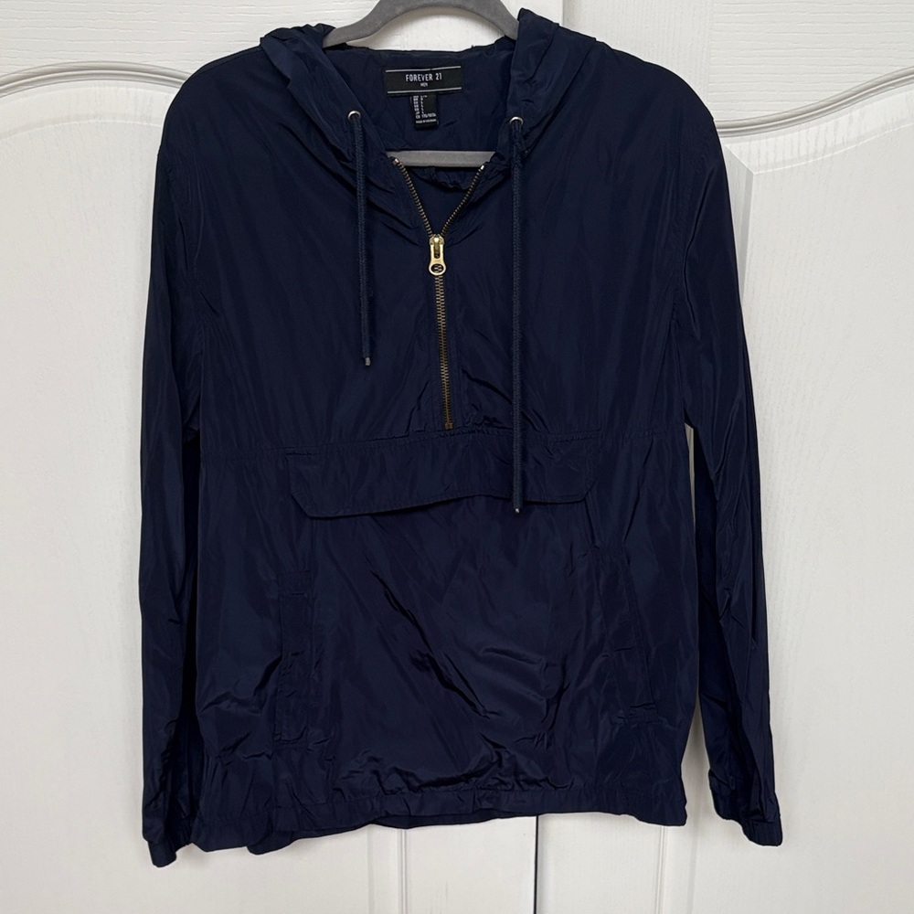 Forever 21 Navy Half-Zip Hooded Anorak